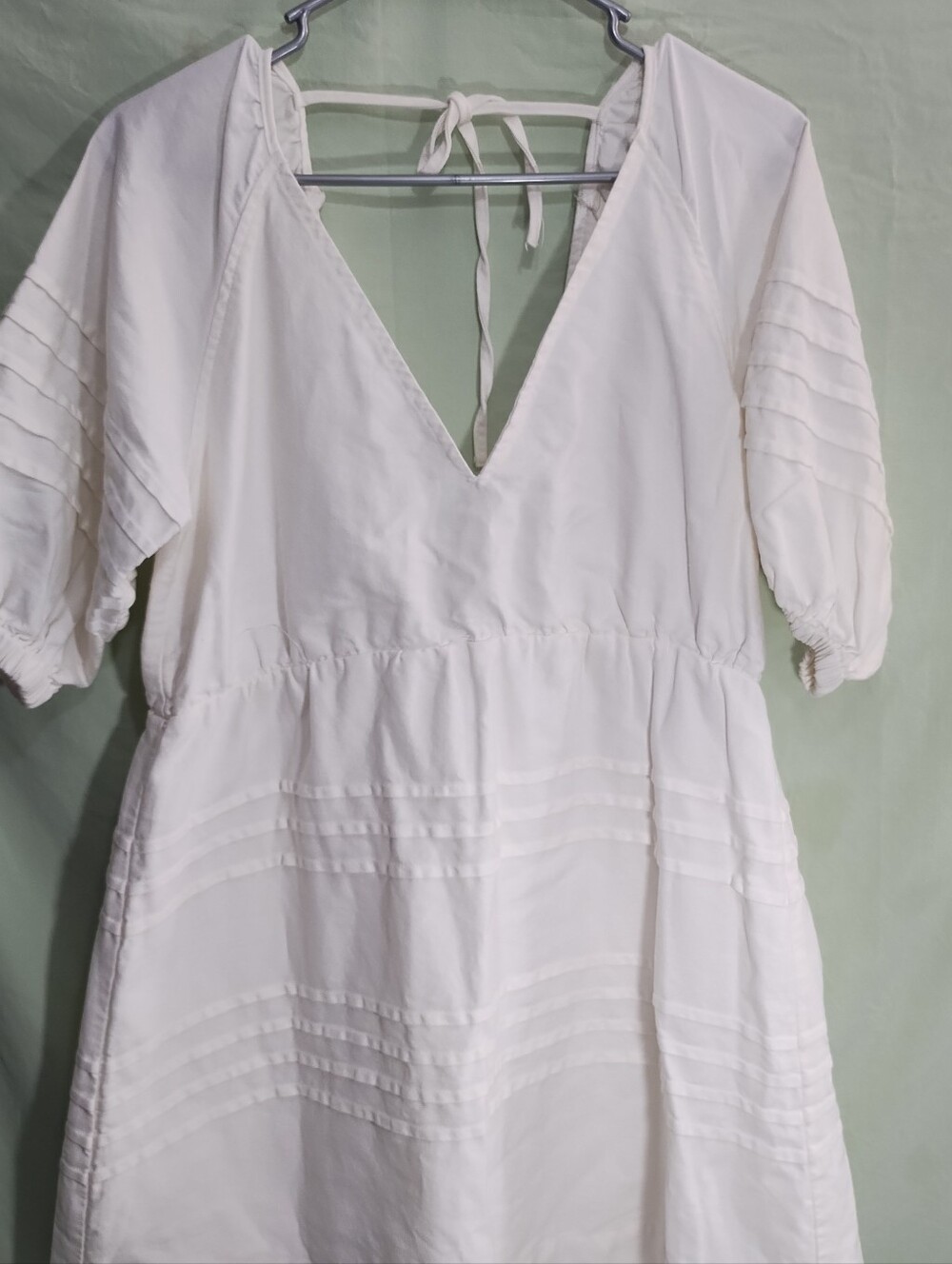 7 For All Mankind White Cotton Babydoll Tie - back Mini Short Dress Size Medium
